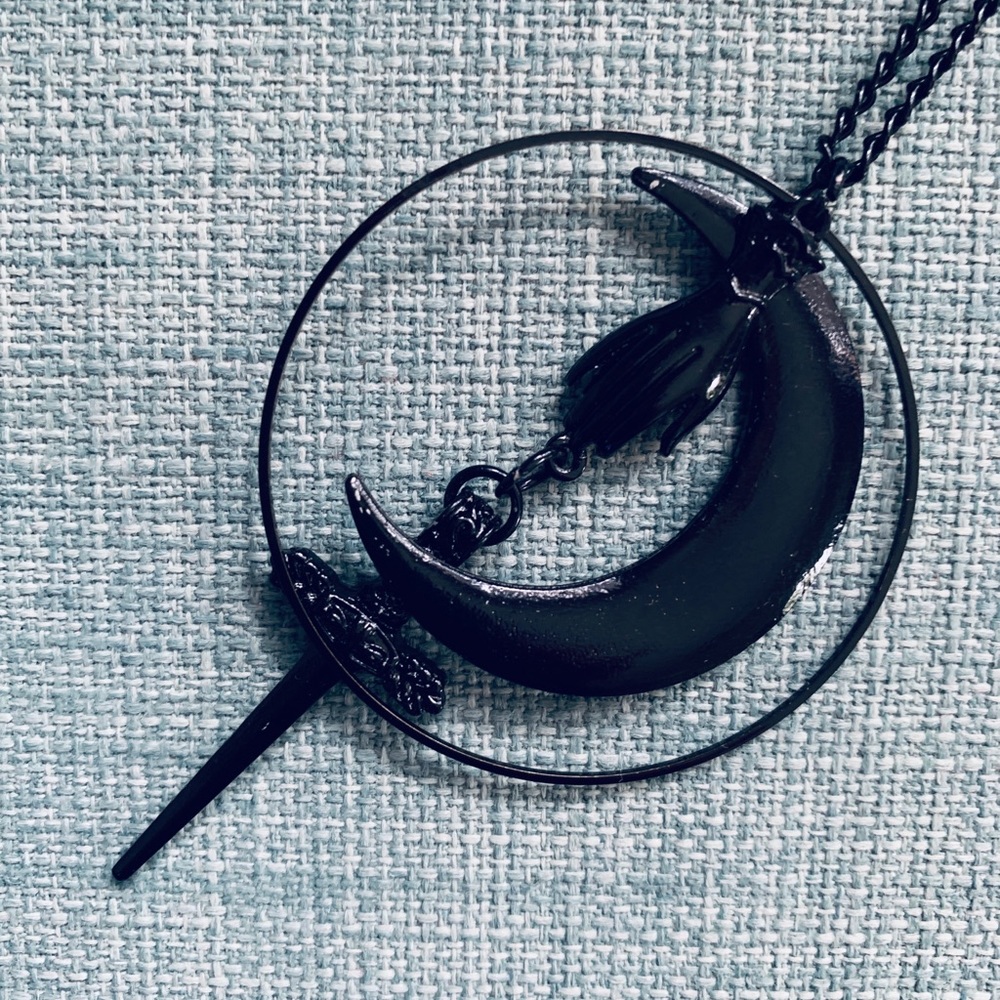 Wicca Goth Punk Moon and Dagger Necklace